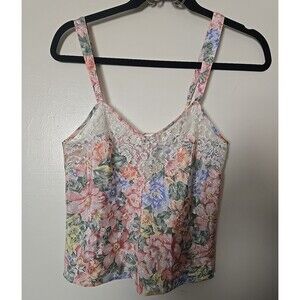 Vintage Victoria’s Secret Gold Label Floral Lace Cami Top | 80s 90s Satin Sz S